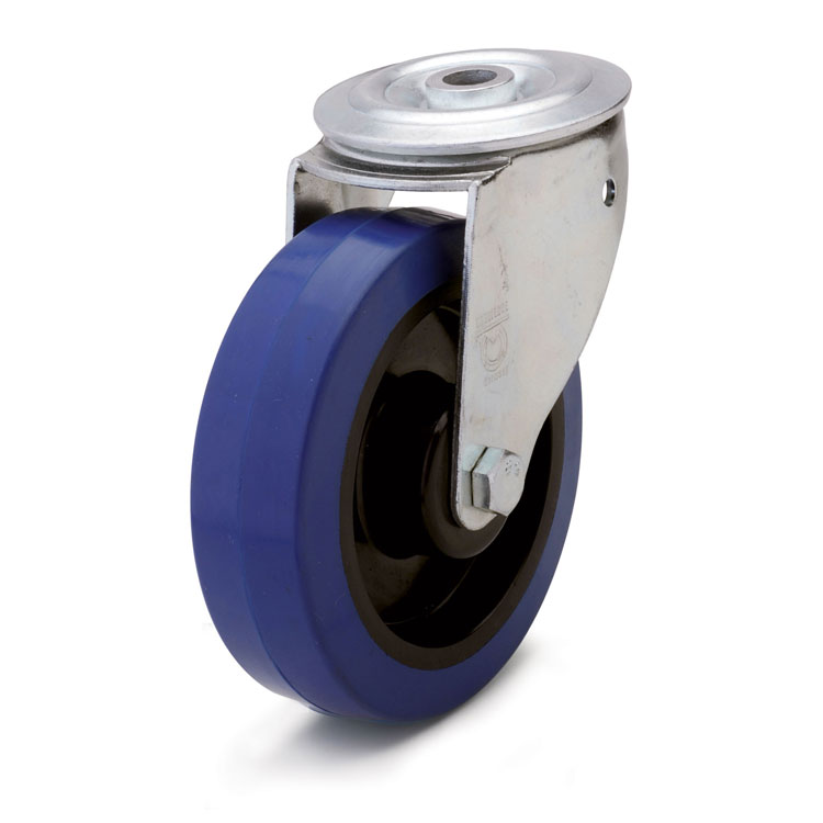 Elastic blue rubber wheel.