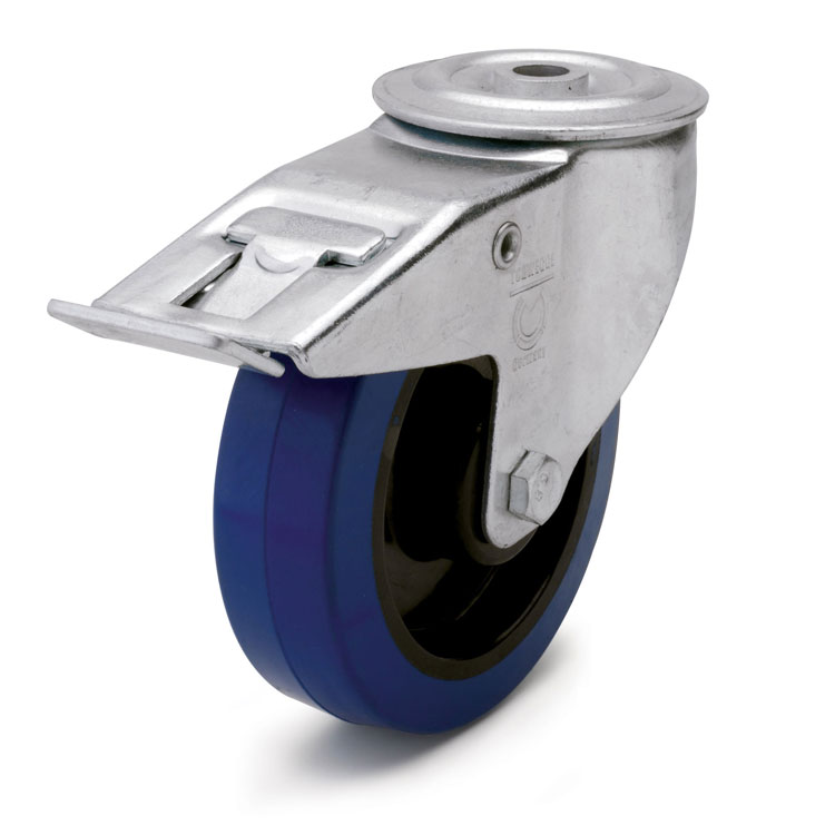 Elastic blue rubber wheel.