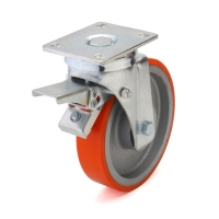 Swivel castor with brake and top plateThe series  51