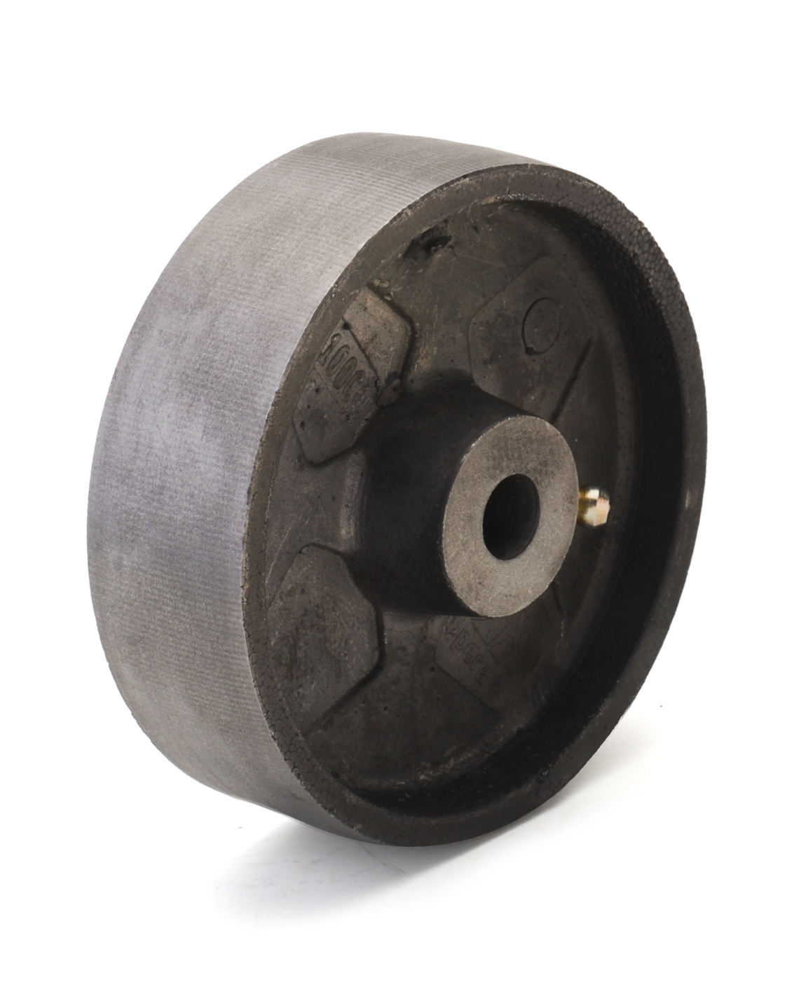 Wheel of grey cast iron. The wheel is equipped with a grease fitting.