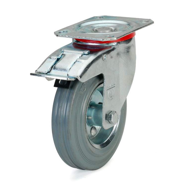Standard grey rubber wheel.