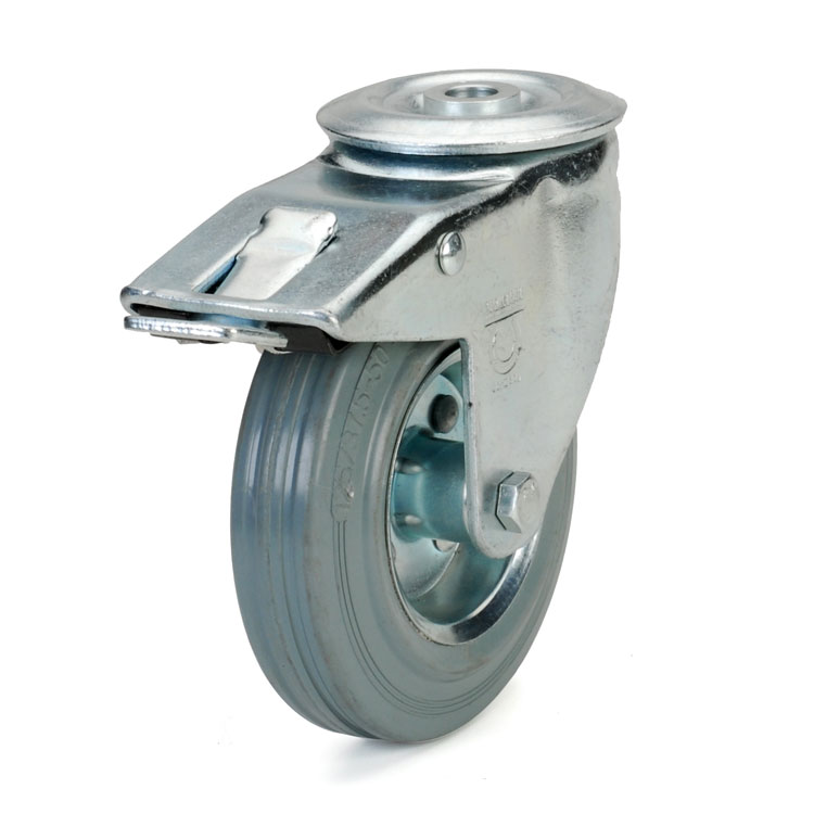 Standard grey rubber wheel.