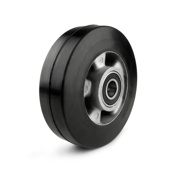 Elastic black rubber wheel.
