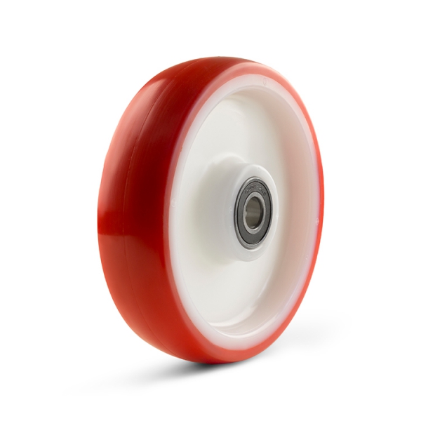 Red polyurethane wheel.