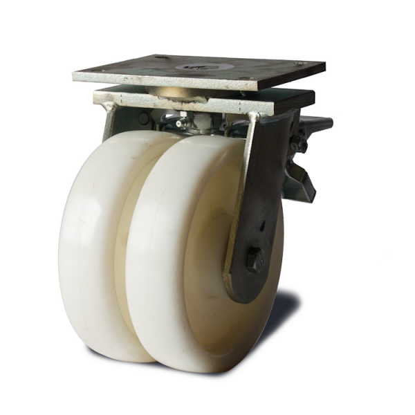 High quality solid nylon wheels of white colour.