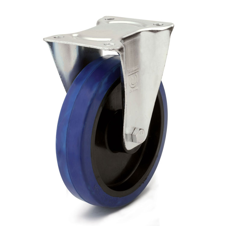 Elastic blue rubber wheel.