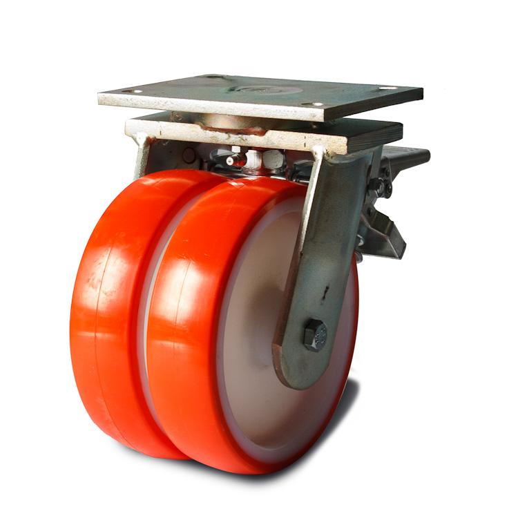 Red polyurethane wheel.