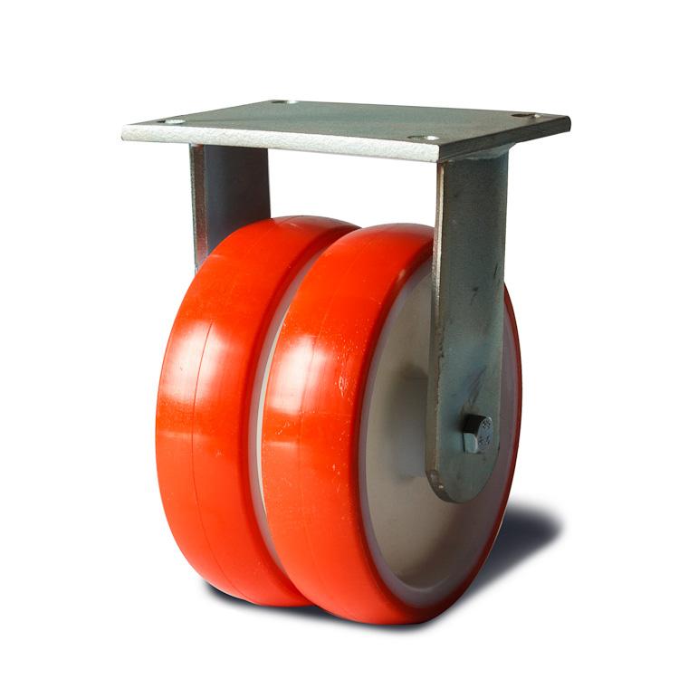 Red polyurethane wheel.