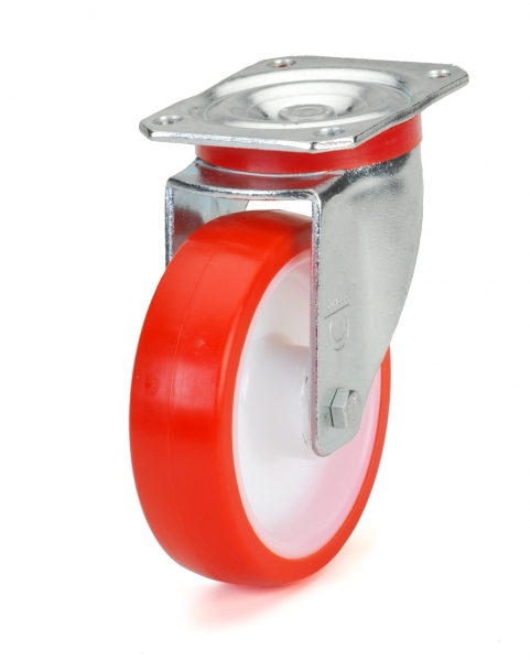 Red polyurethane wheel.