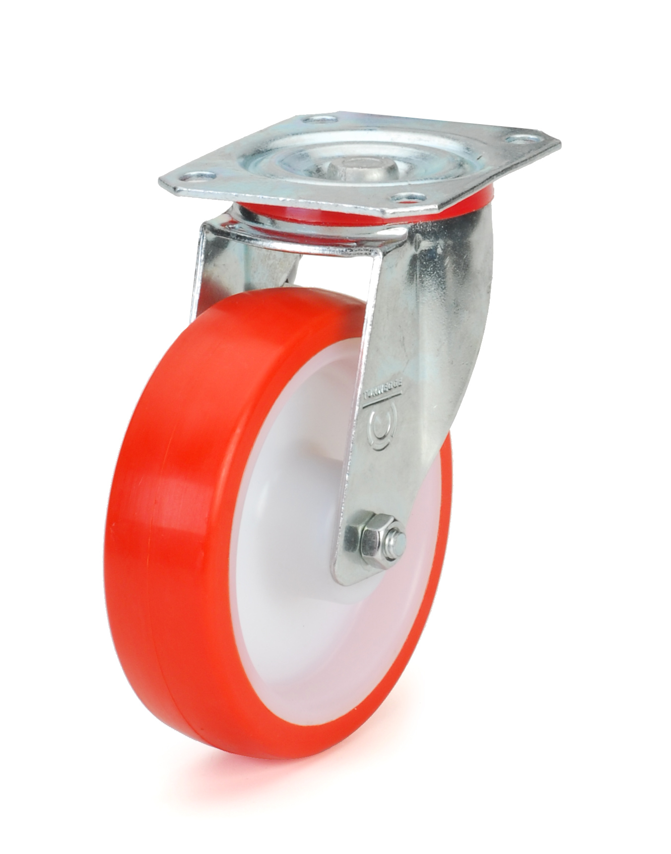 Red polyurethane wheel.