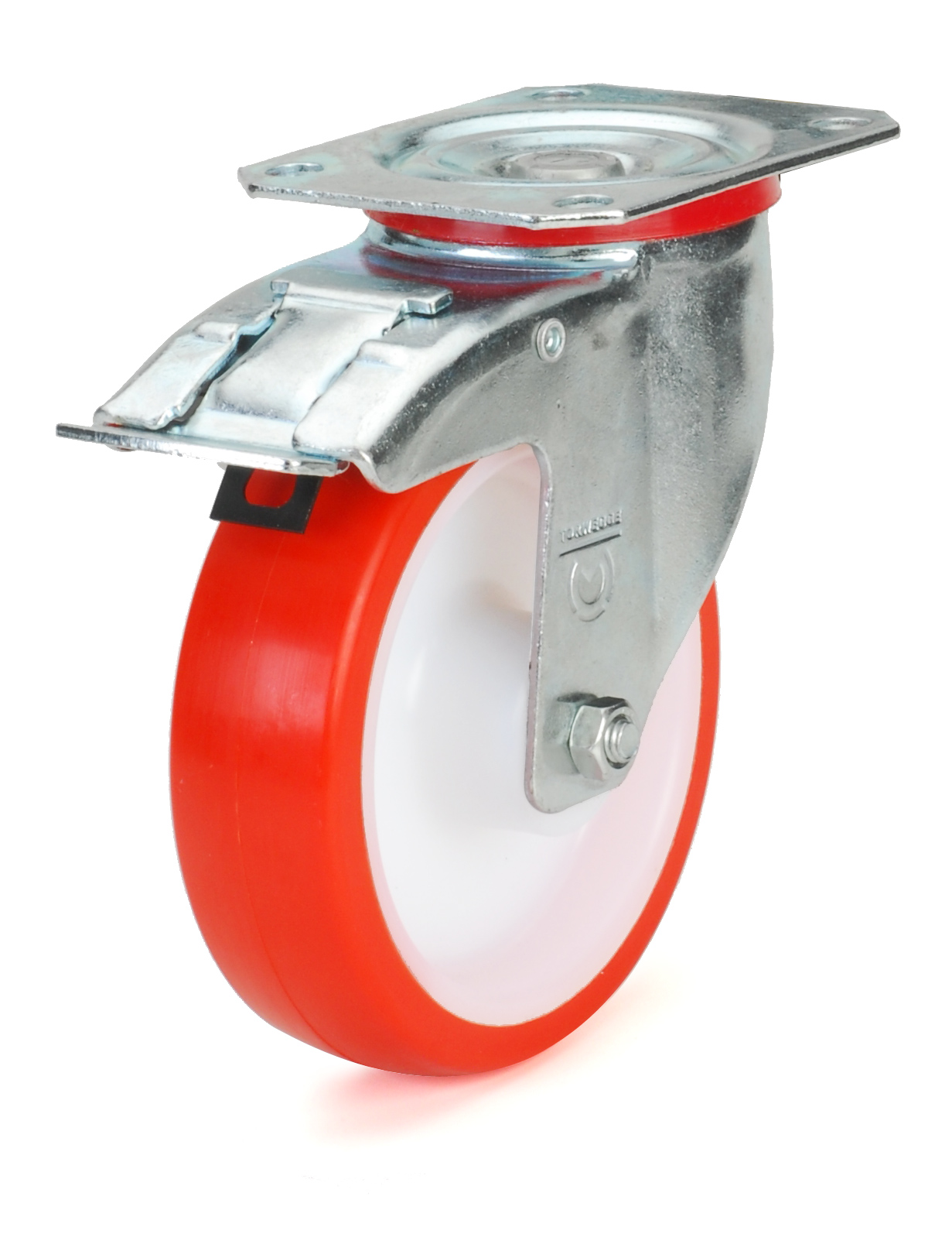 Red polyurethane wheel.