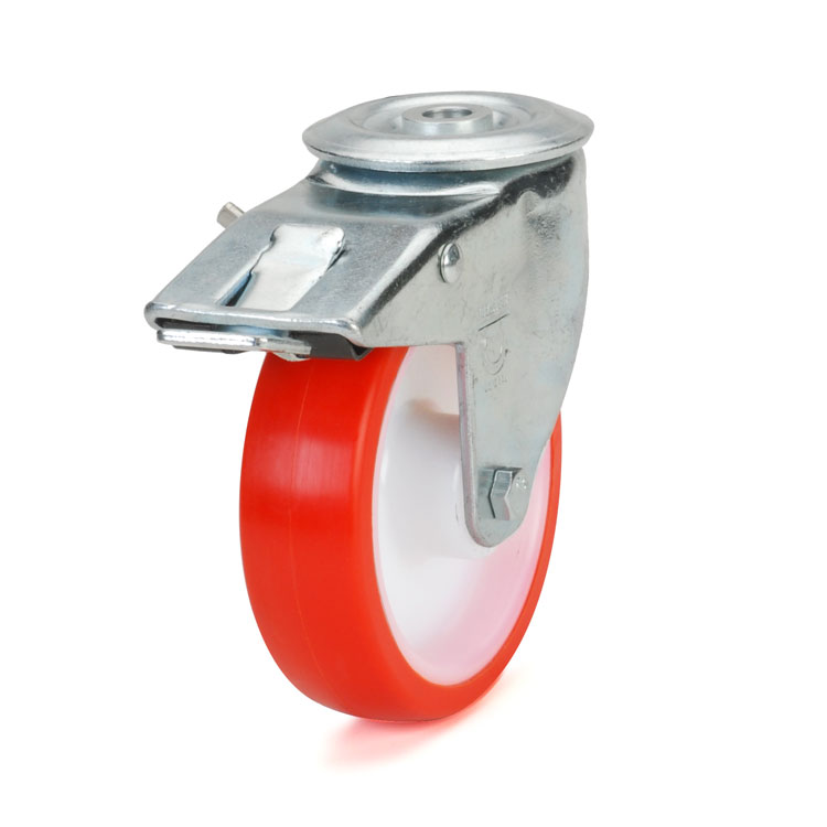 Red polyurethane wheel.