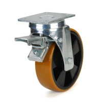Swivel castor with brake and top plateThe series  49