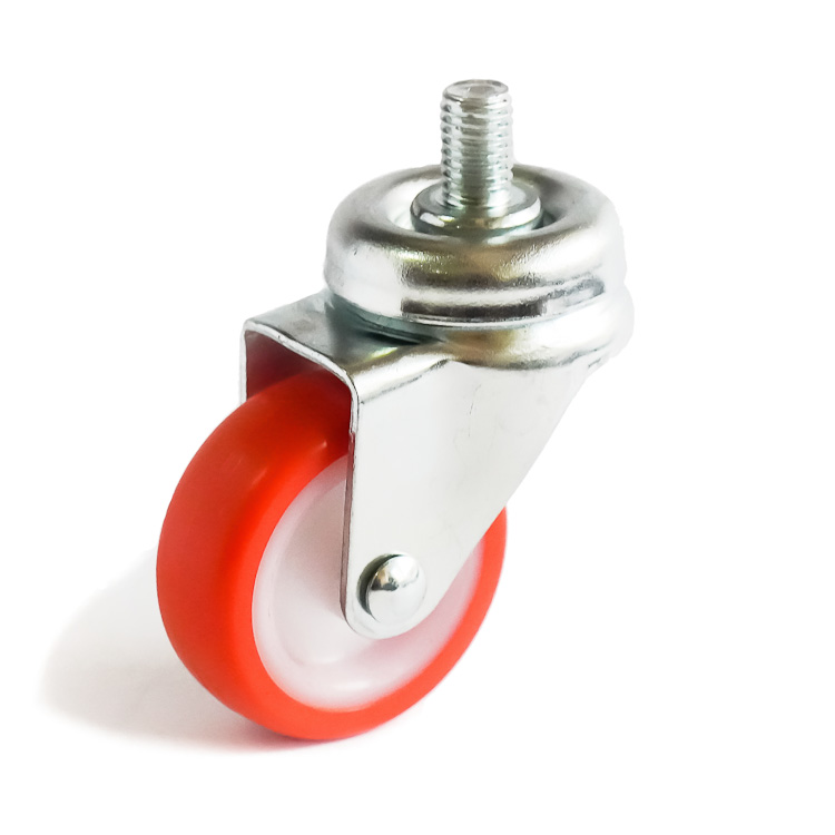 Hardware rollers with a red polyurethane contact surface, increased durability and payload capacity.