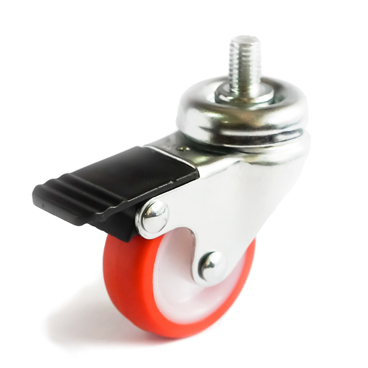 Hardware rollers with a red polyurethane contact surface, increased durability and payload capacity.