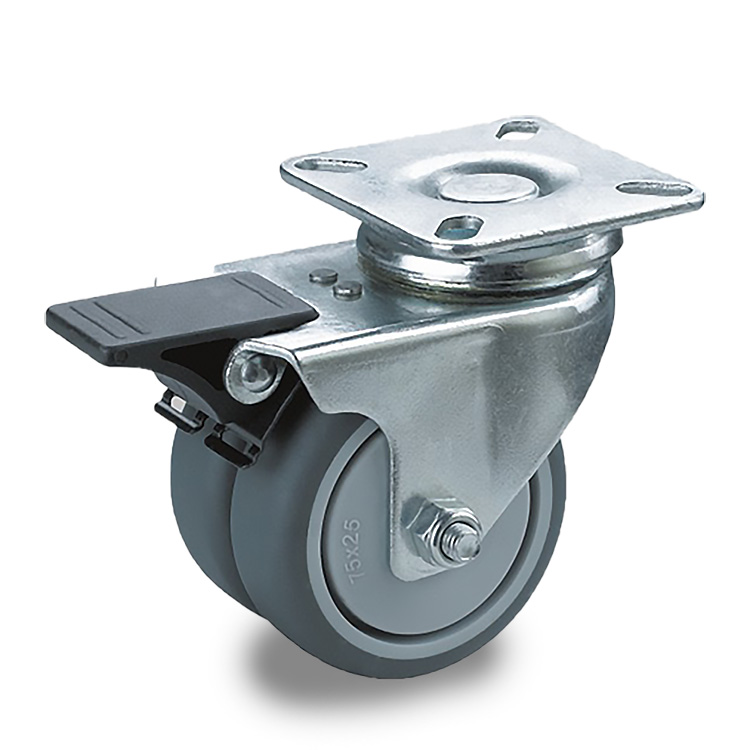 Double castors for use in public institutions, light industry, premises, low and medium loads.