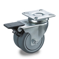Swivel castor with brake and top plateThe series  64