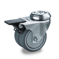 Swivel castor with brake and central holeThe series  64
