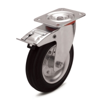 Swivel castor with brake and top plateThe series  11