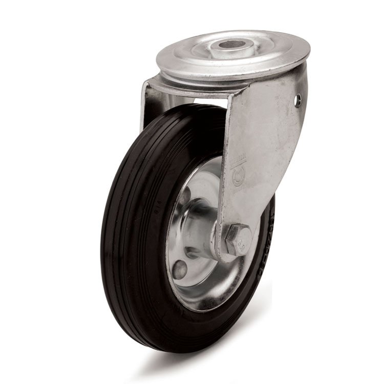 Standard black rubber wheel.