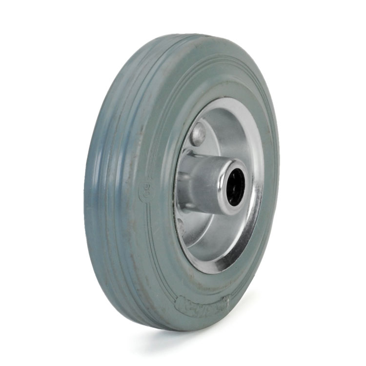 Standard grey rubber wheel.