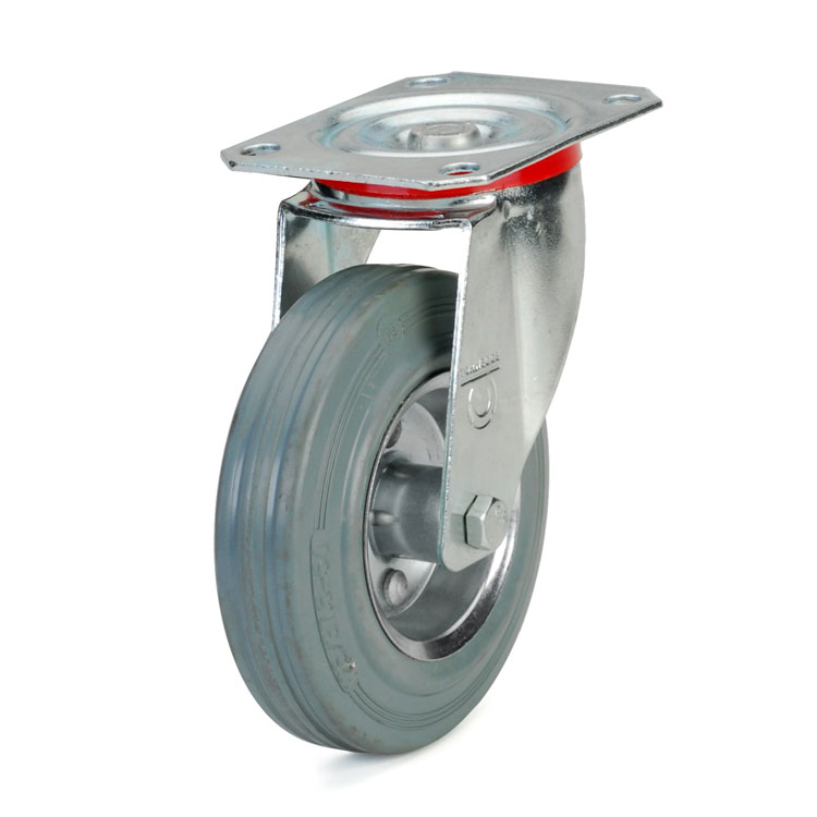 Standard grey rubber wheel.