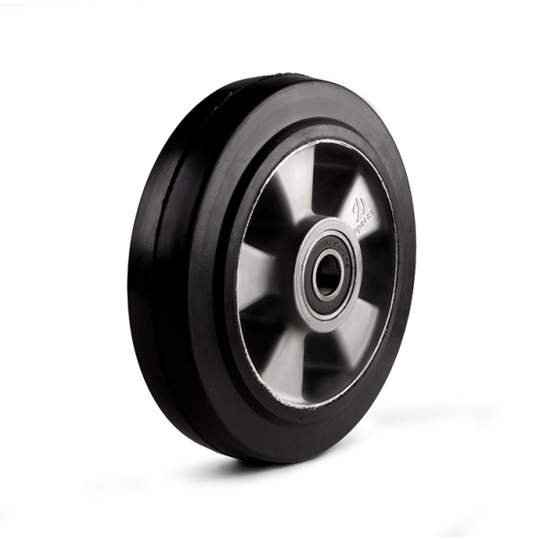 Elastic black rubber wheel.